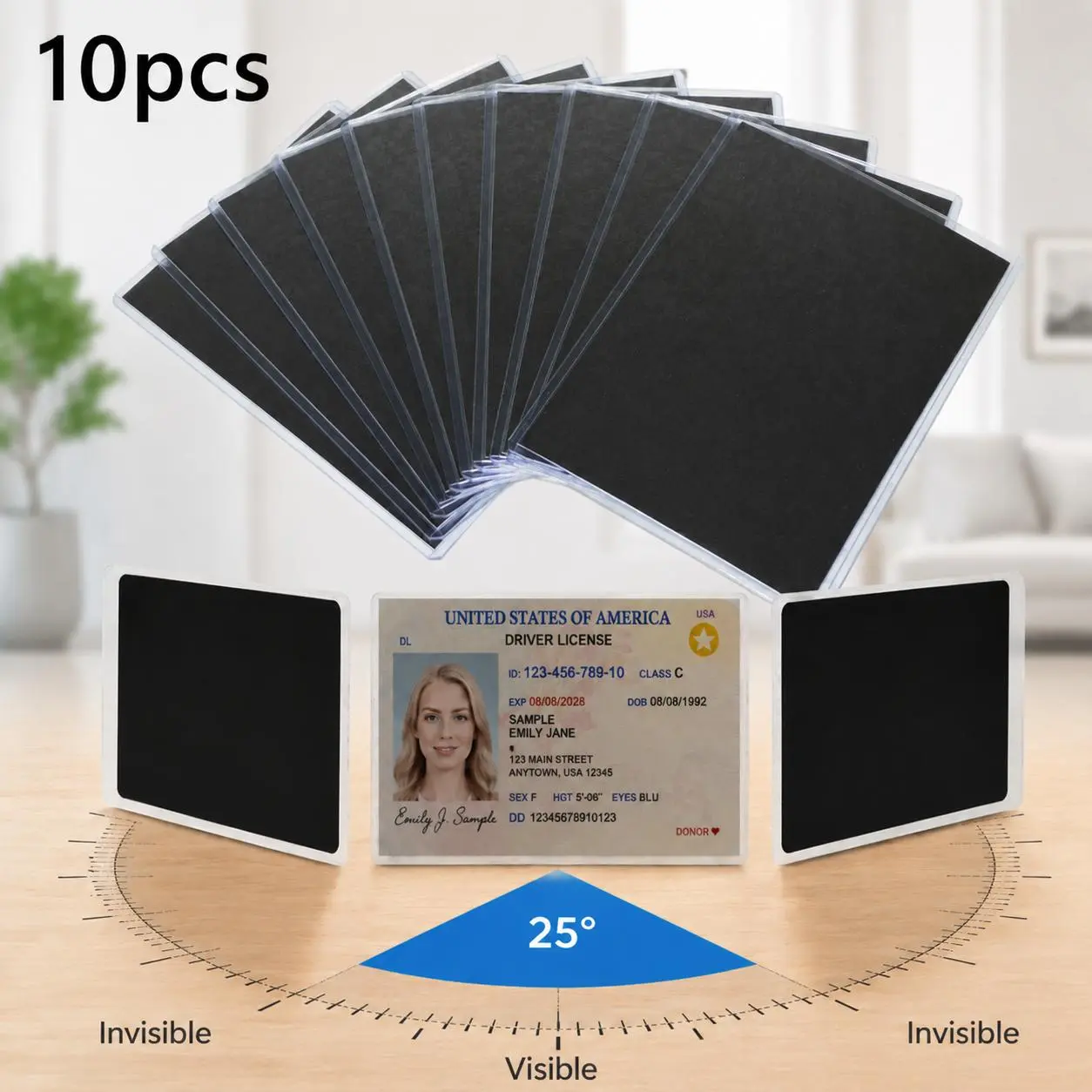 10 Pack Anti Peep Card Protector Sleeves, Waterproof PVC Privacy Holders Block Private Information for Credit ID License Medicare Social Security Business Cards