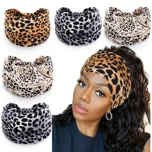 Women's Leopard Print Wide Headband, High Elasticity Spandex Yoga & Outdoor Sports Hair Band, Breathable Non-Slip Hair Tie