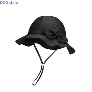 Solid Pastel Color Breathable Baby Girl Cap with Adjustable Chin Strap, UV Protection Lightweight Hat for Summer Beach, Outdoor Walk & Pool Activities