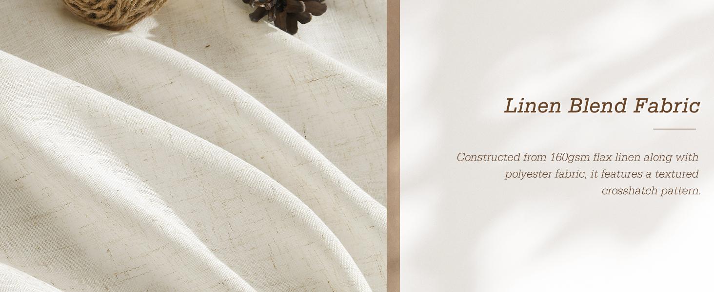 Linen Curtains 96 Inches Long for Living Room 2 Panels Back Tab Modern Farmhouse Light Filtering Soft Linen Draperies Privacy Boho Long Curtains for Bedroom Dining Ivory Cream W52 x L96