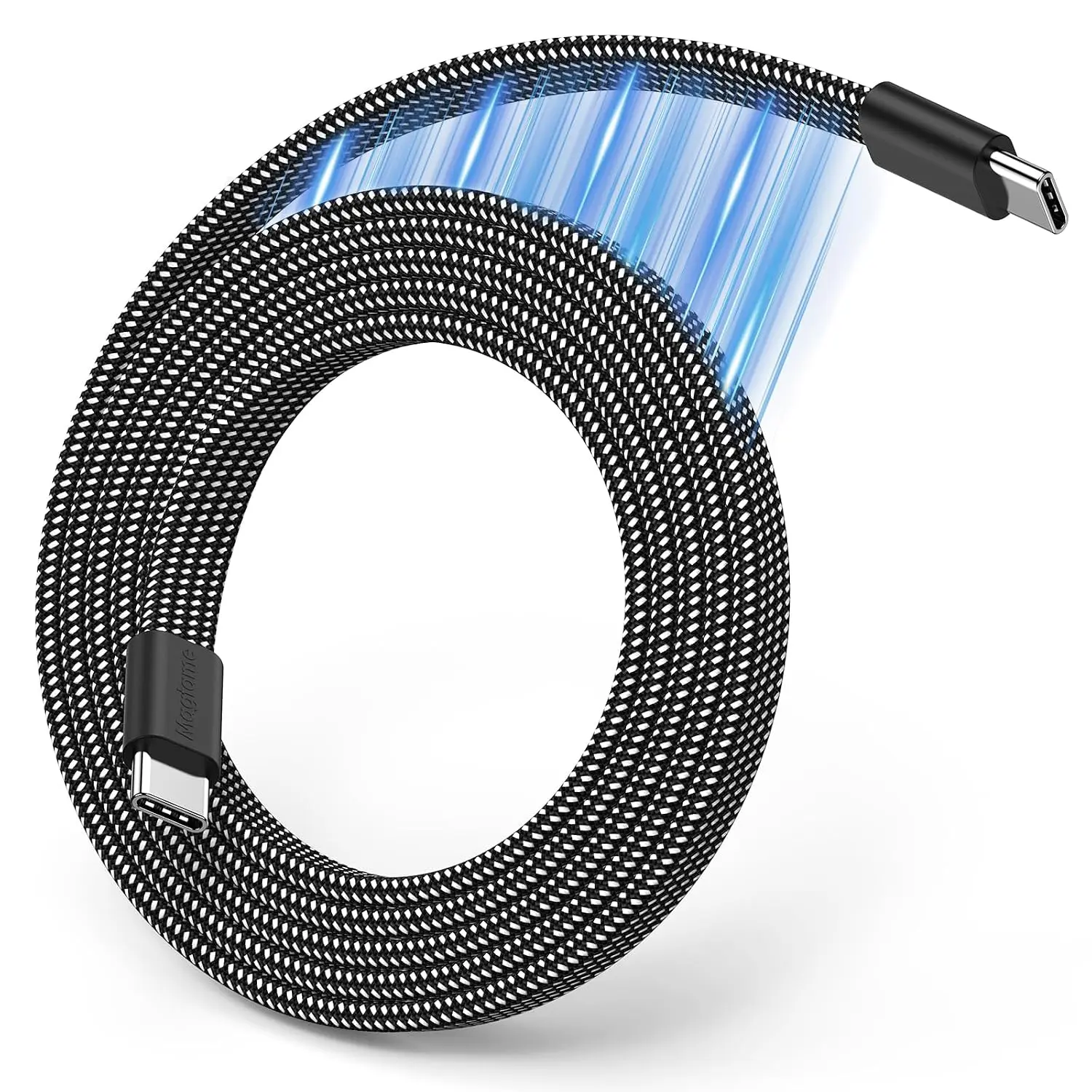 USB C , Flat Coiled USB C to USB C  60W(3A), 3.3 ft Retractable Type C   , Flexible USB C Cord Compatible for Phone 15 Pro Max,,Pad, Black