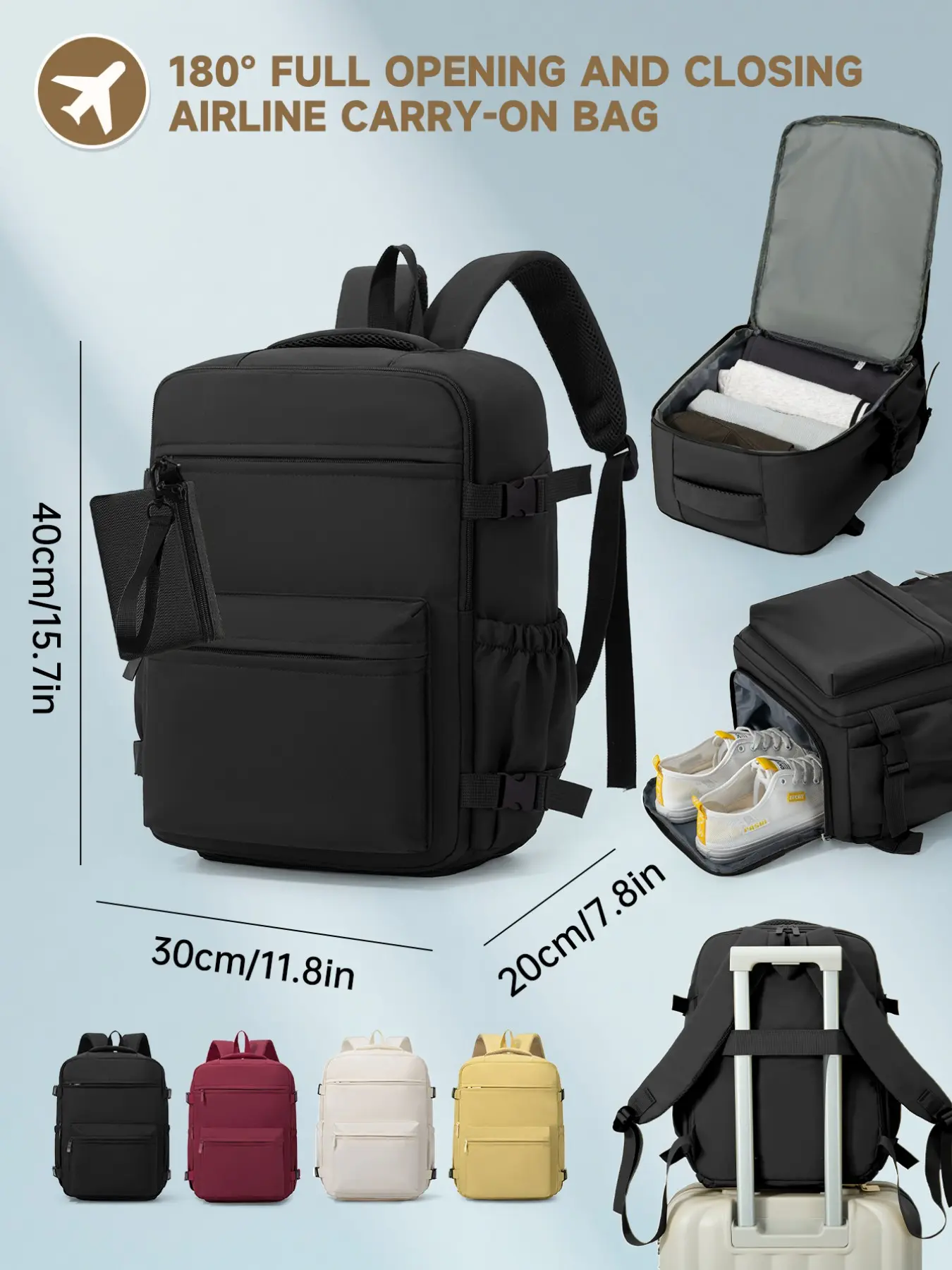40x30x20cm Travel Backpack for Women & Men, Multi Purpose Rucksack, Large Sturdy Laptop Bag, Ideal for Business, Casual, Hiking, Back-To-School, All Seasons