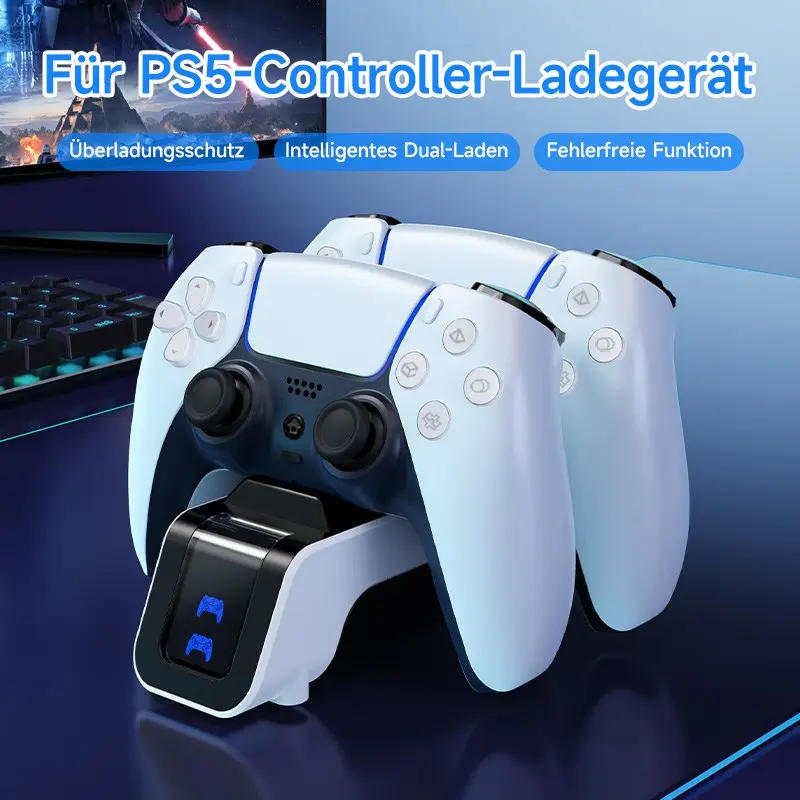 Charging Base for PS5 Controller, Dual Charging Base, Smart LED Indicator Charging Station, Durable & Dirt-resistant Console Accessories