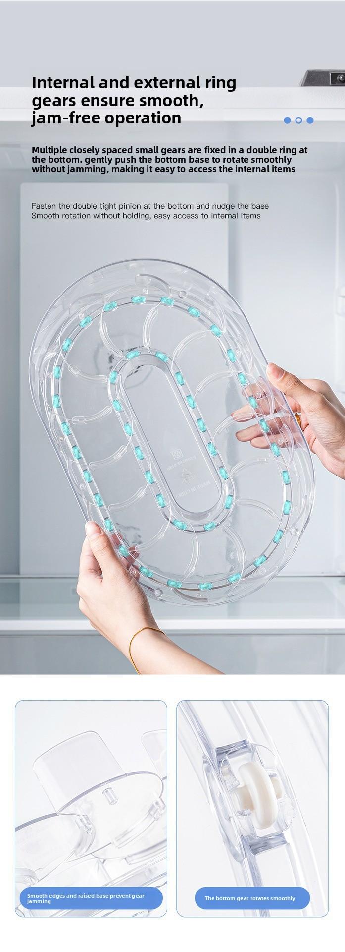 Kitchen Rotating Storage Rack for Drinks Multi - purpose Fridge Rotation Tray Detachable Washable Desktop Bottle Organizer