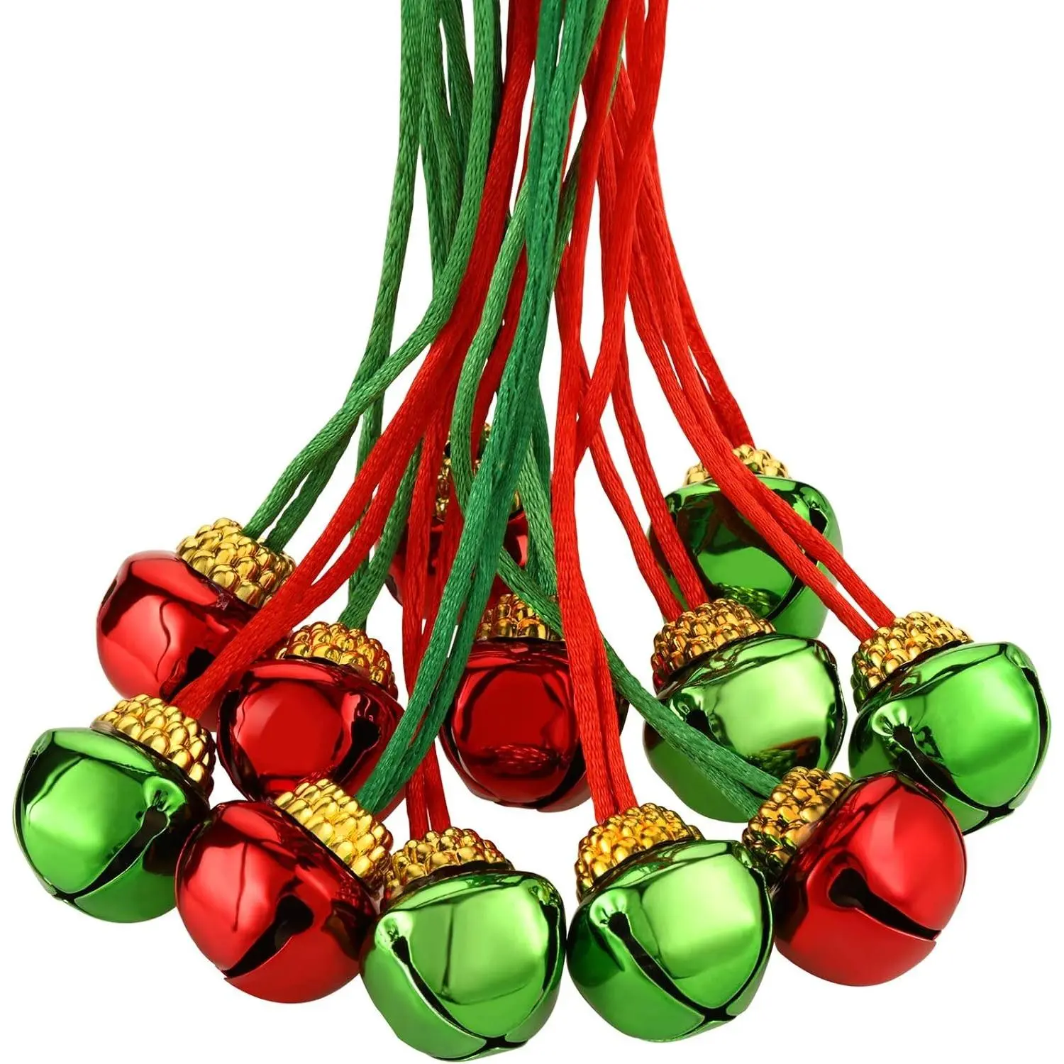 60 Pieces Christmas Bell Necklaces xmas Bell Decorations for Holiday Supplies