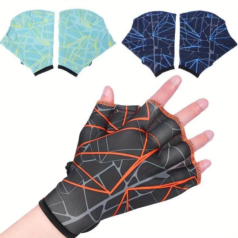 1 Pair of Webbed Swimming Gloves, Soft Elastic Hand Flippers for Adults' Resistance Training, Lightweight Water Aerobics & Snorkeling Gear, S, Pair Pack