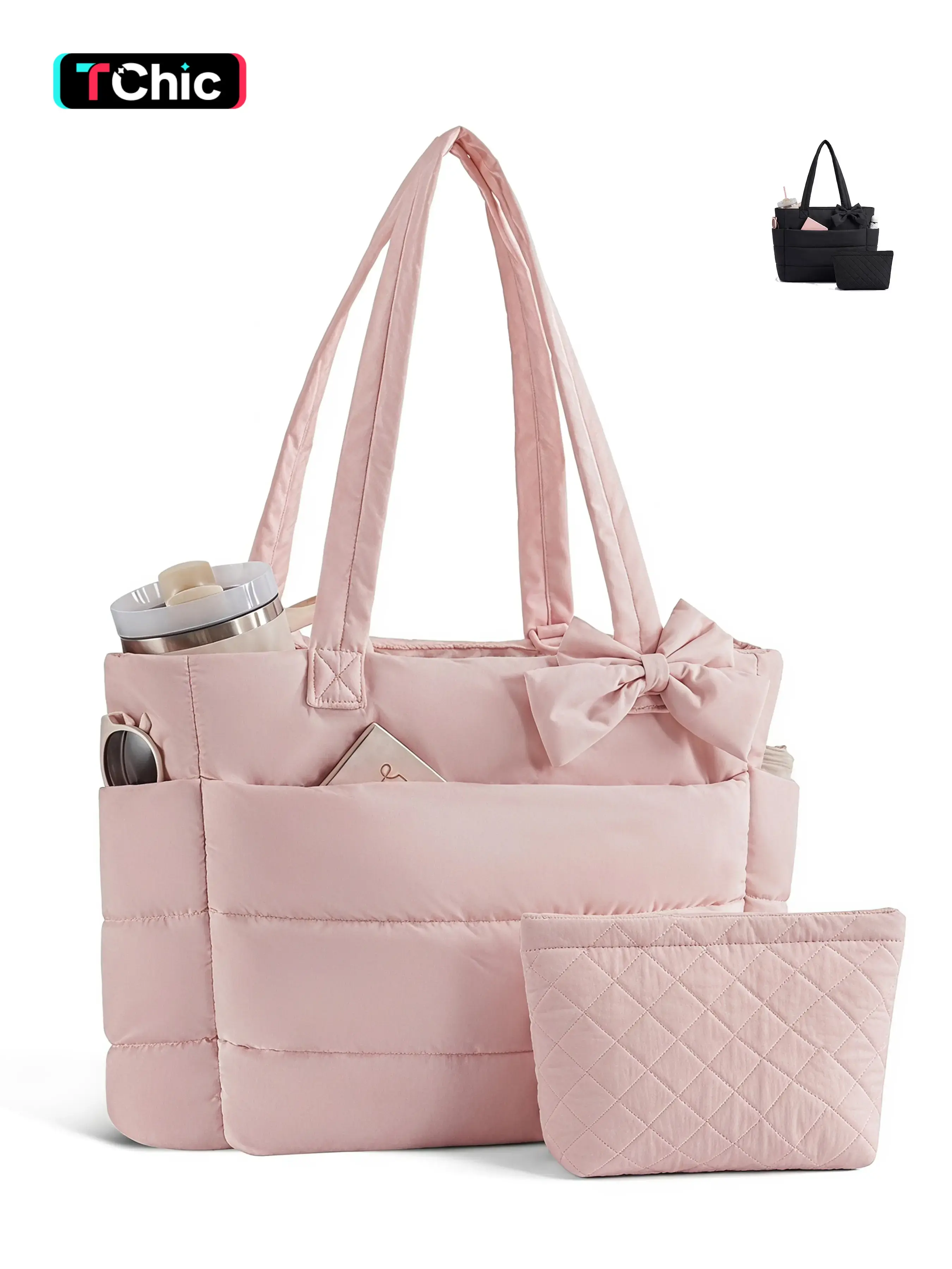 Puffer Tote Bag for Women - Lightweight Puffy 15.6" Laptop Cloud Bag for Work TravelAccessories for Women, Everyday Handbag,School,College Tote,Gym, Nurse,Clinical,Office Tote Bag tiktokshopbacktoschool