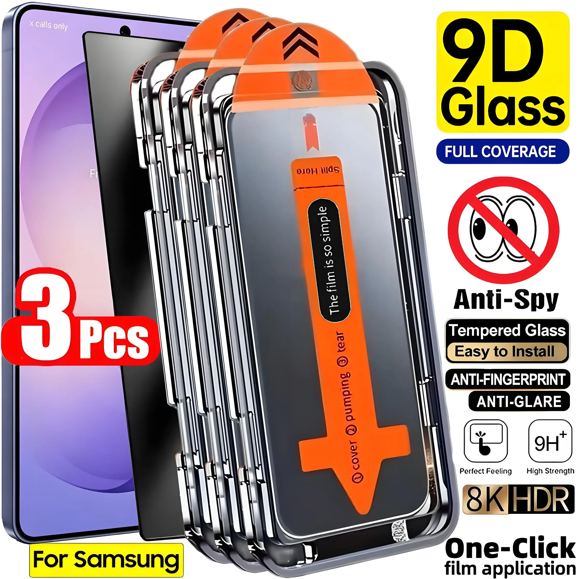 3pcs Black Label Anti-Dust Privacy Screen Protector, Full Coverage Anti-Spy Screen Protector, Includes Installation Kit and Auto-Alignment Tool — Compatible with Samsung Galaxy S26 Ultra / S25 Ultra 6.9-inch,S24 S23 S22 S21 9H+ Hardness Tempered Glass