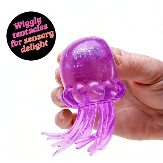 Jelly Squish - Soft Gel Filled Sensory Squeeze Toy, Stretchy Elastic Squishy Stress Relief Ball, Calming Anxiety Reducing Hand Fidget, Cute Relaxing Jelly Texture, Fun Portable Handheld Squeeze Toy Gift for All Ages