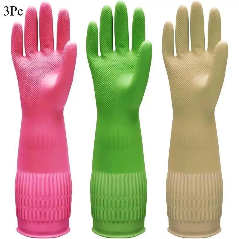 1‑3 Pairs Large Rubber Dishwashing Cleaning Gloves, 15 Inch Extra Long Cuff Antislip Household Gloves, Flexible Long‑Lasting Protective Gear For Kitchen And Home Cleaning