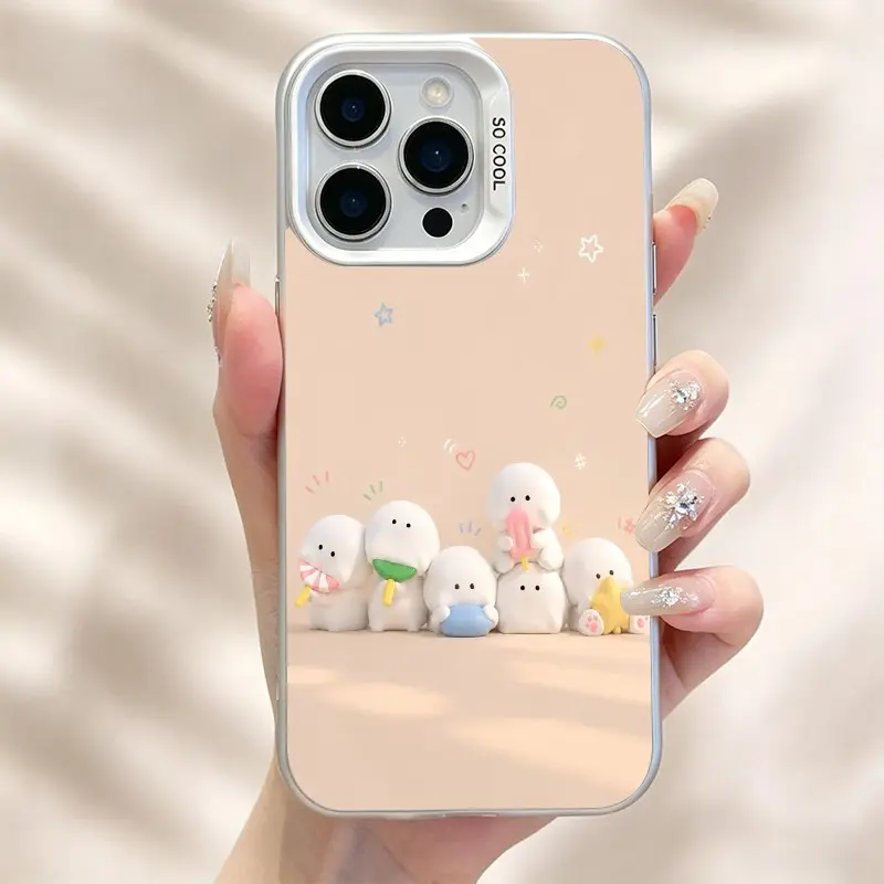Cute Marshmallow-style Buddies Phone Case iPhone17/17PROMAX/17PRO/16/15/14/13/12/11 Crystal Clear designer case Anti-Scratch Ultra Thin Lightweight Colorful Silver Phone Case roo09346