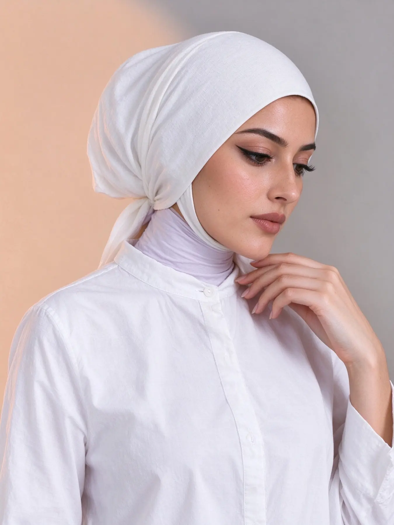 Women's Plain Elastic Modal Inner Hat, Soft Wrap Design, Adjustable Tie, Elegant Evening Accessory, Multi-Scene Headscarf Gift, Hijab Undercap