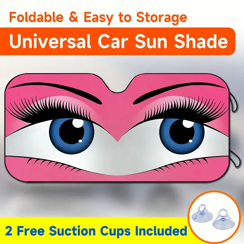 Universal Car Sun Visor, Cartoon Design, UV Protection, Foldable, Fits Most Cars & Suvs, Summer Comfort, Perfect Gift