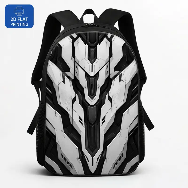 1pc Sci-Fi Mecha Armor Backpack, 2D Flat Printing, Futuristic Mech Armor, White And Black Armor Plating, Large Capacity Lightweight School Bookbag, Casual Travel Commuting Work Bag, College, Back to School Birthday Gift