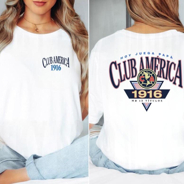 Club América 1916 Two Side Tshirt, Vintage Mexico Football Shirt, Graphic Soccer Crewneck Classic Cotton For Fans Streetwear Unisex,Gift For Men & Women