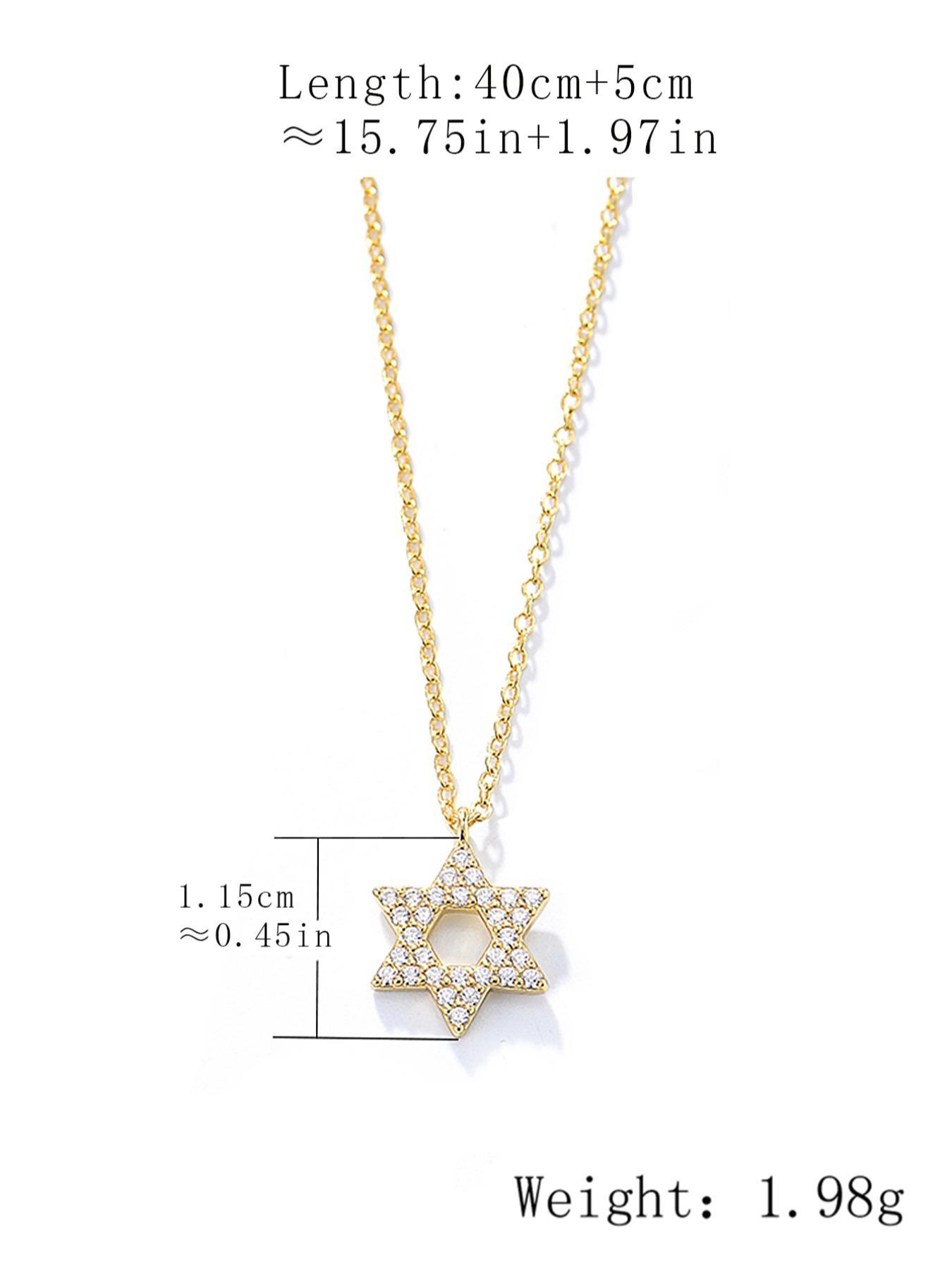 925 Sterling Silver Synthetic Zircon Inlaid Star Of David Pendant Necklace for Women, Fashion Jewelry for Party, Daily Decor, Trendy All-match & Exquisite Jewelry for Birthday Gift, Mom Gifts, Elegant Necklace
