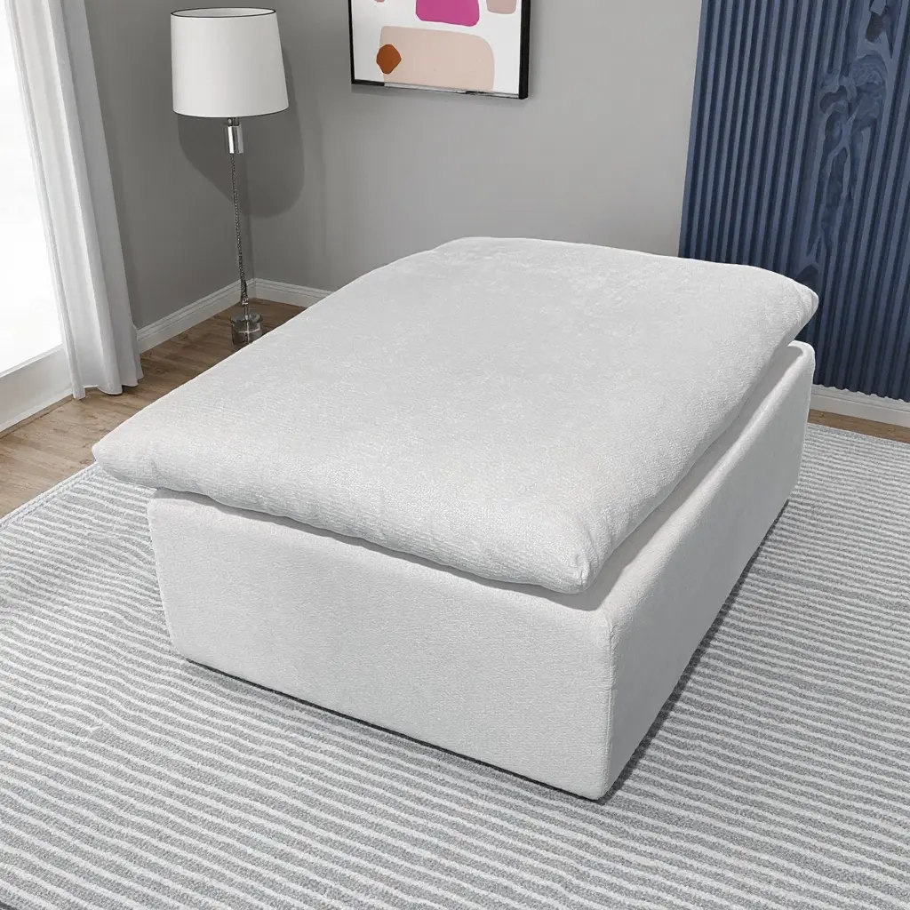 Nokaa Modular Sectional Sofa with Chaise Lounge - No Assembly Needed, Plush Corduroy Fabric, White Foam Sofas Living Room, Apartment Use, Single Box Delivery, 32.3x9.9x9.9in Package