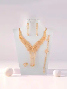 Arabian Floral Jewelry Set, Necklace Bracelet Ring Earrings Combination, Fashion Jewelry for Party, Daily Clothing Decor, Trendy All-match & Exquisite Jewelry for Gift