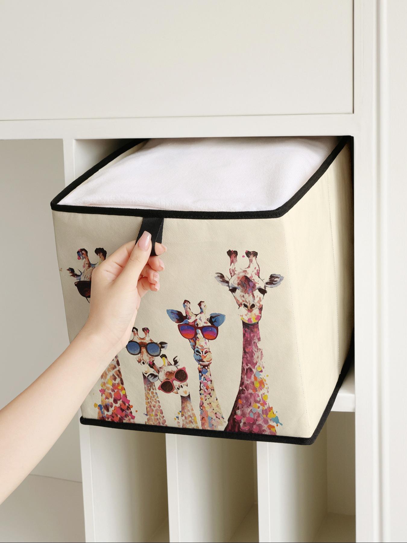 Giraffe Print Open Storage Box, Stackable Drawer Organizer, Durable Multi-Functional Design for Home Dorm Room Organizers