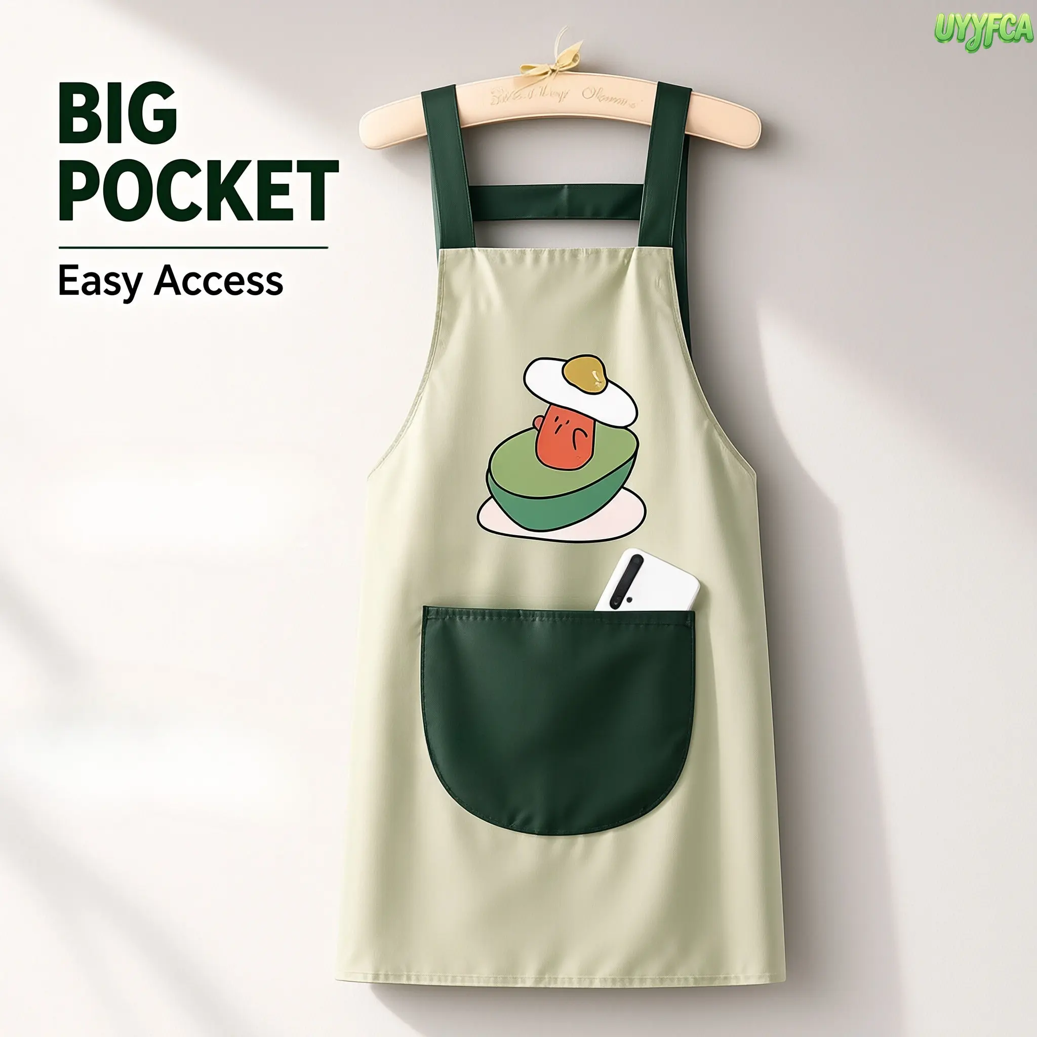 Females' Cute Cartoon Pattern Adult Size H-Strap Kitchen Apron - Waterproof, Oil-Resistant, Stain-Proof, Lightweight, Durable, With Large Front Pocket, For Cooking & Clean (Sports & Outdoor Clothing Accessory)