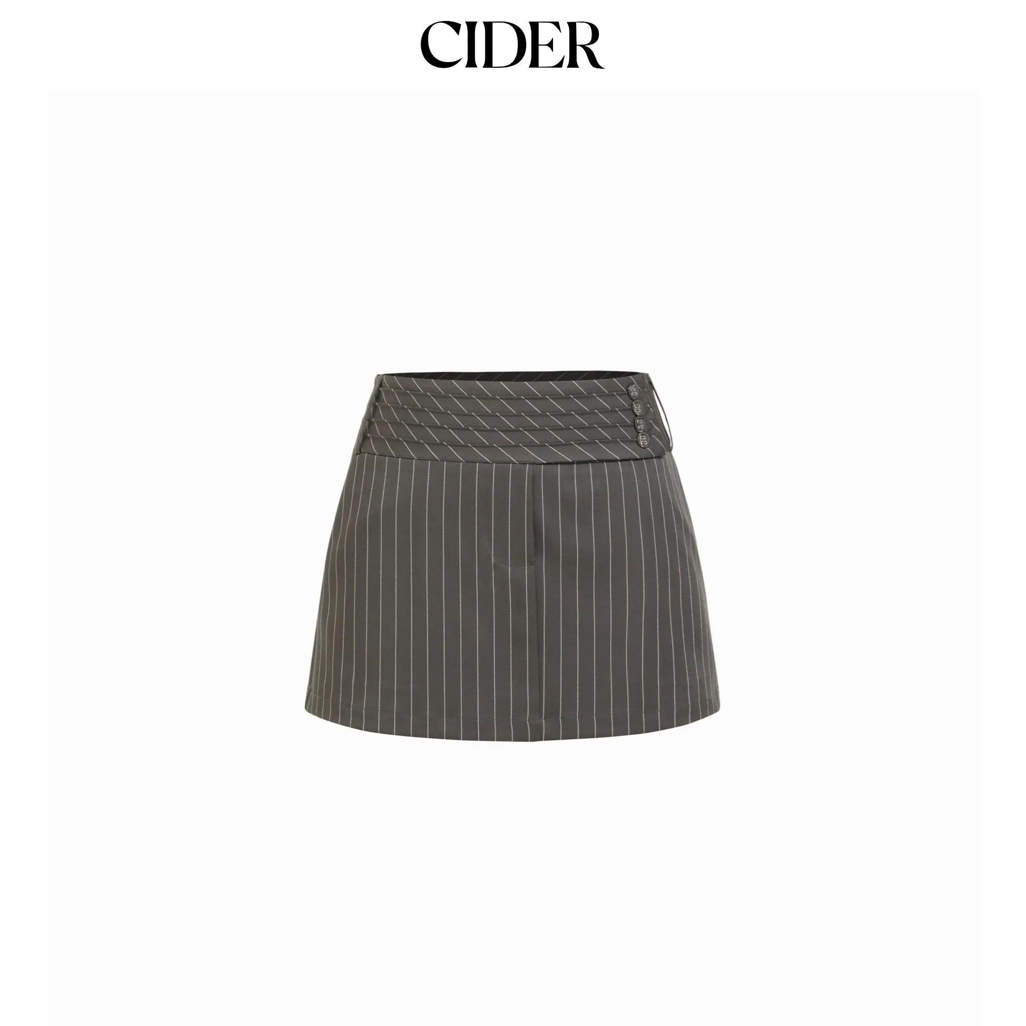 Cider Low Rise Striped Button Detail A-line Mini Skirt