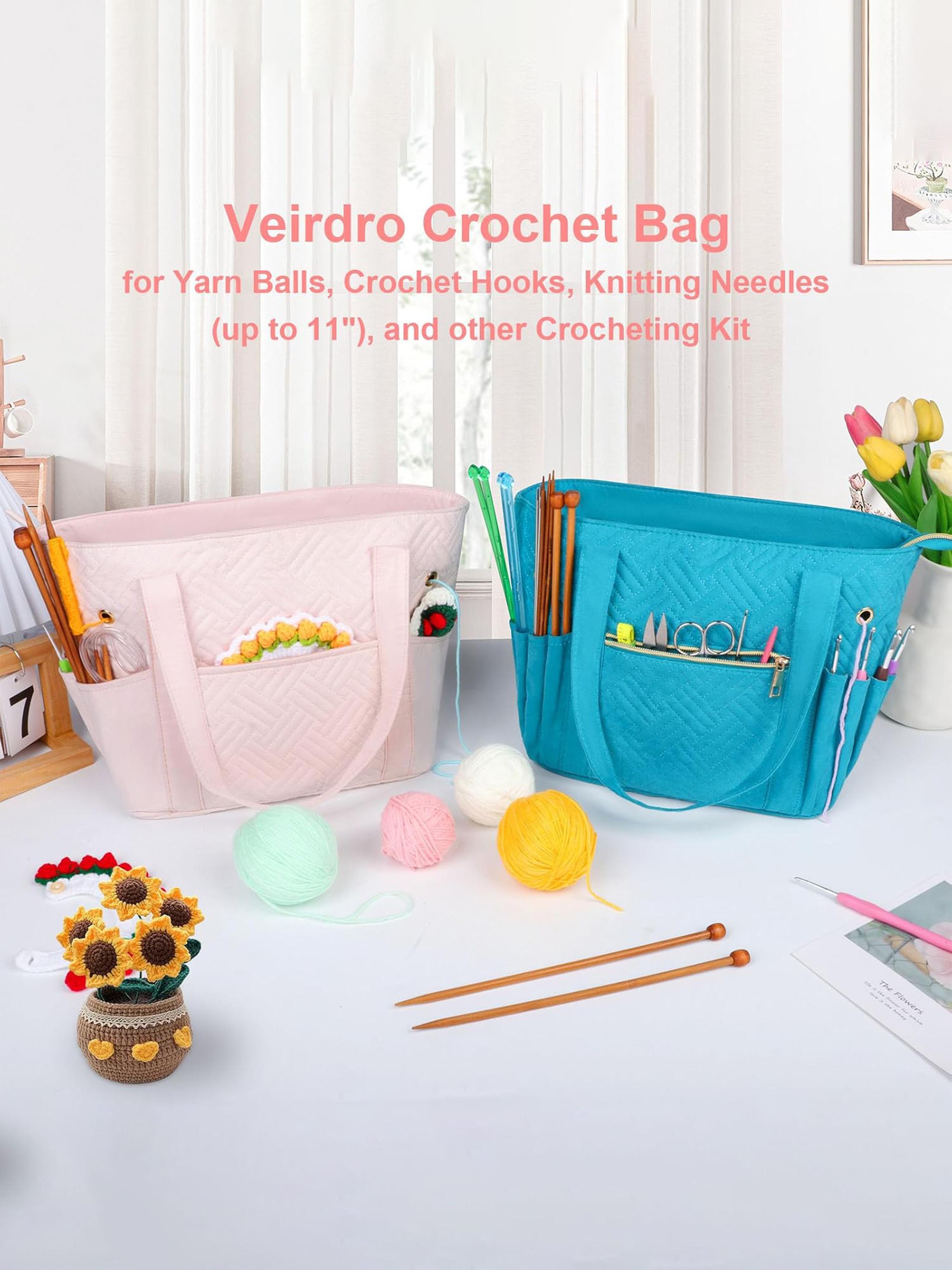 Crochet Bag Organizer, Portable Travel Case for Yarn Balls, Crochet Hooks & Knitting Needles Holder, Bag Accessories