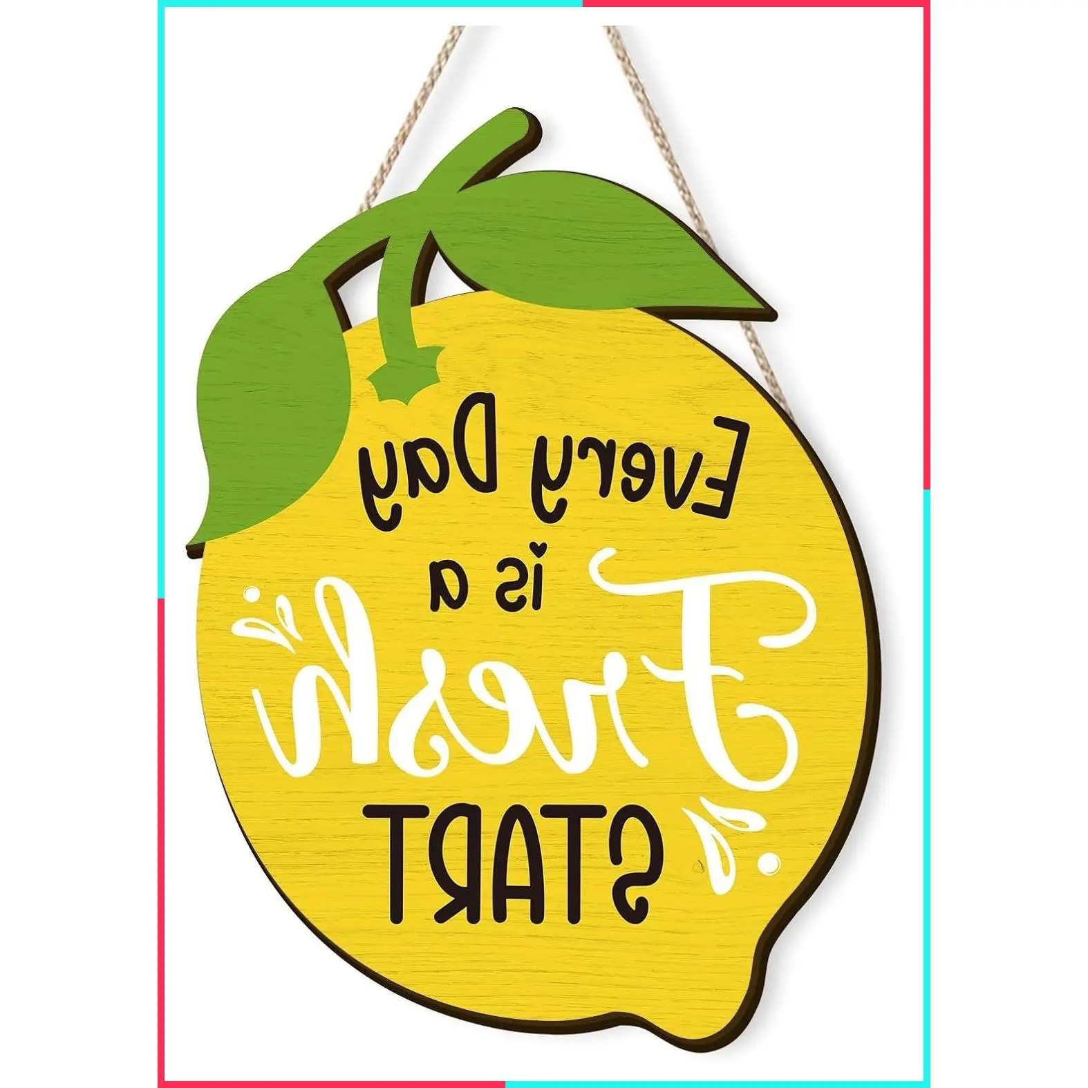 Lemon Kitchen Decor Wall Art, Yellow Kitchen Accessories Welcome Sign for Front Door Hanging, Rustic Farmhouse Decorative Wreath for Home