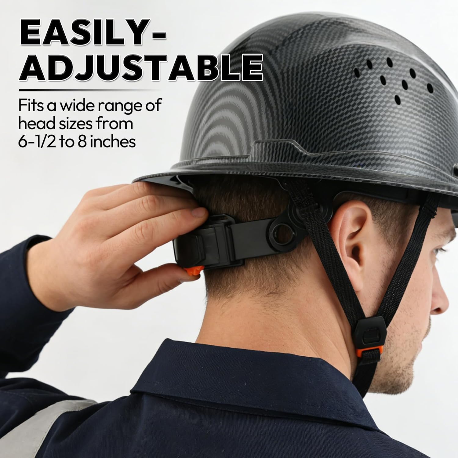 Full Brim Hard Hat Vented Safety Helmet Casco De Construccion 6 Point Suspension Adjustable Work Hardhat for Men Women with Accessory Slots