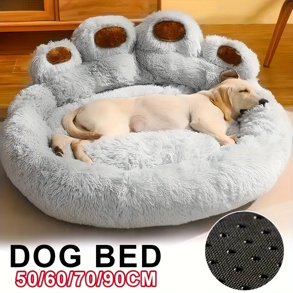 Plush Calming Dog Bed, Washable Medium Pet Bed, Soft Fuzzy Comfort, Anti-Slip Round Fluffy Plush Faux Fur Cat Bed, Winter Warm Pet Bed