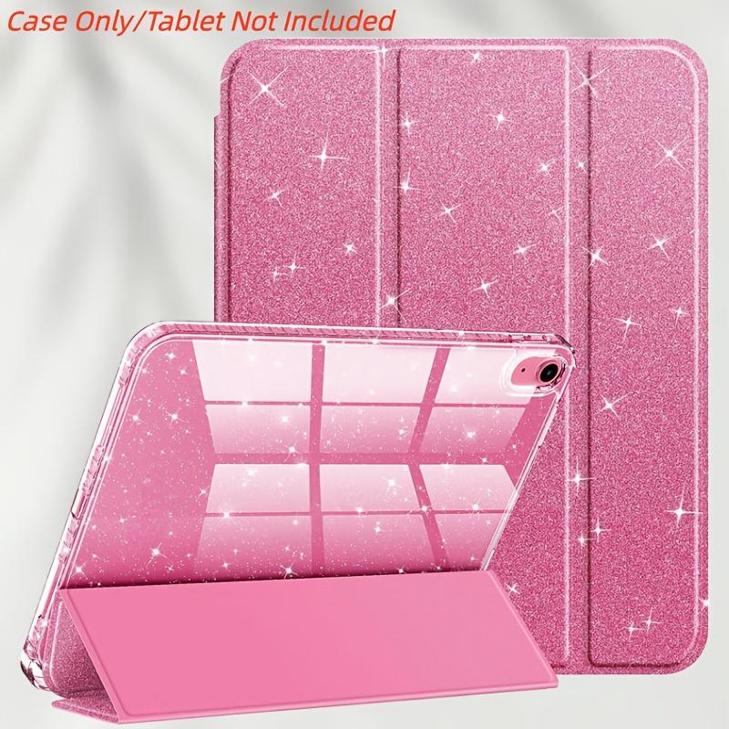 iPad A16 Case 11th/10th Gen 2022, Sparkly Slim Cover with Pencil Holder, Shiny Clear Back Shell for Kids and Girls