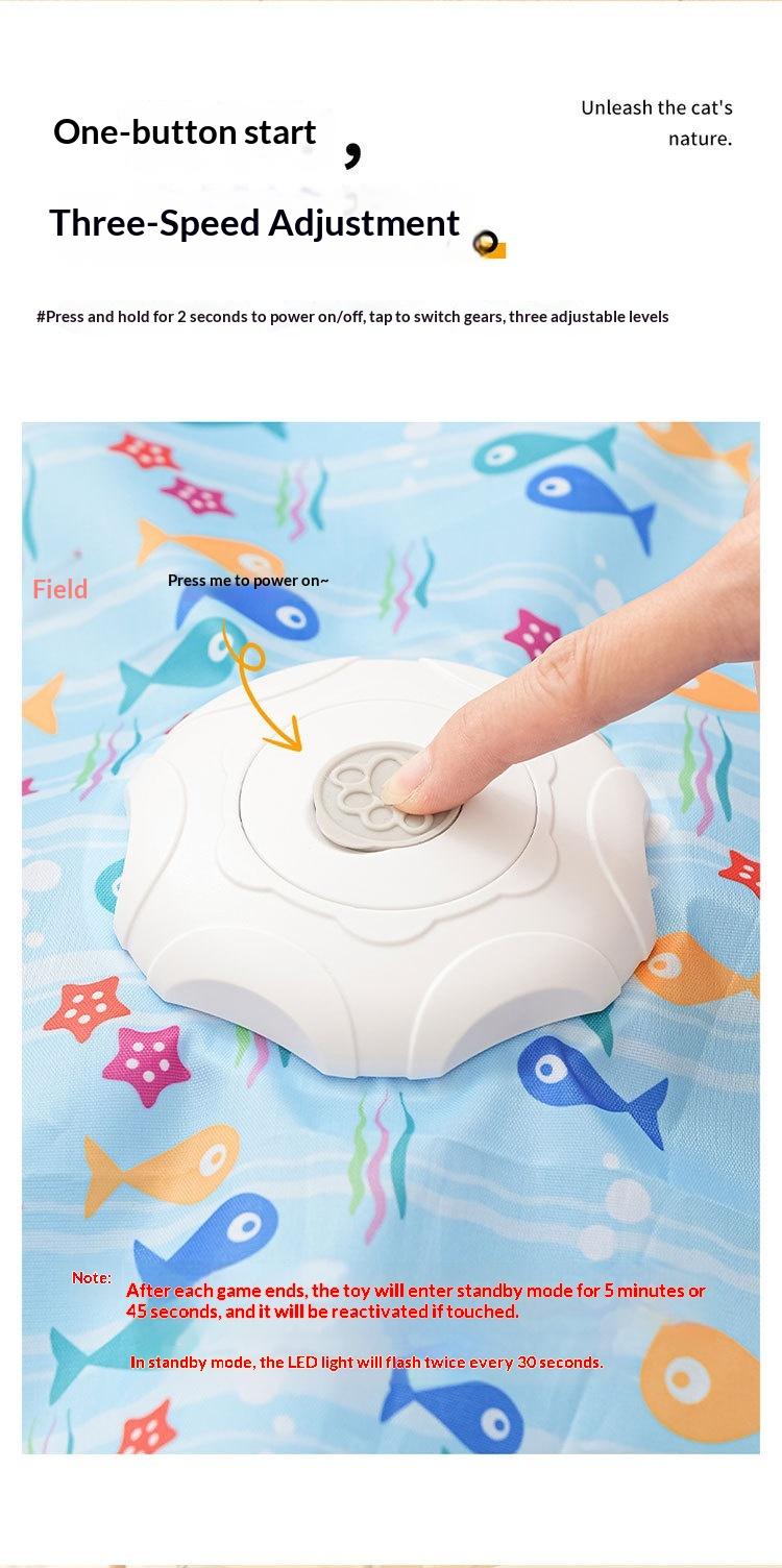 Interactive Underwater Themed Automatic Cat Toy, Hide-and-Seek Electronic Moving Feather Teaser for Indoor Cats, Self-Playing Kitten Enrichment Exercise Toy
