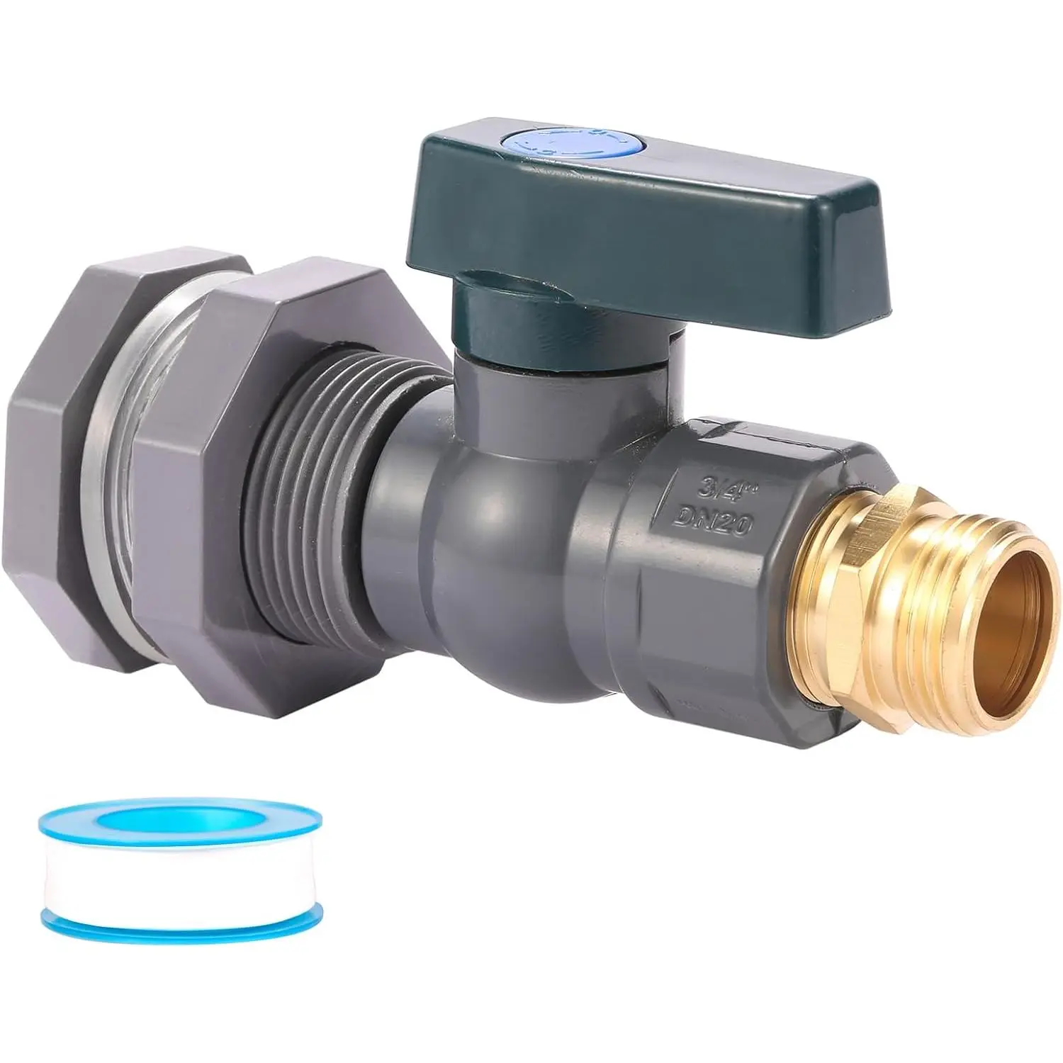 3/4 Inch Rain Barrel Spigot Kit with Bulkhead Fitting | Water Barrel PVC Garden Diverter Kit Hose Faucet Adapter for Water Tanks, Aquariums, Tubs, Pool, Garden Barrel