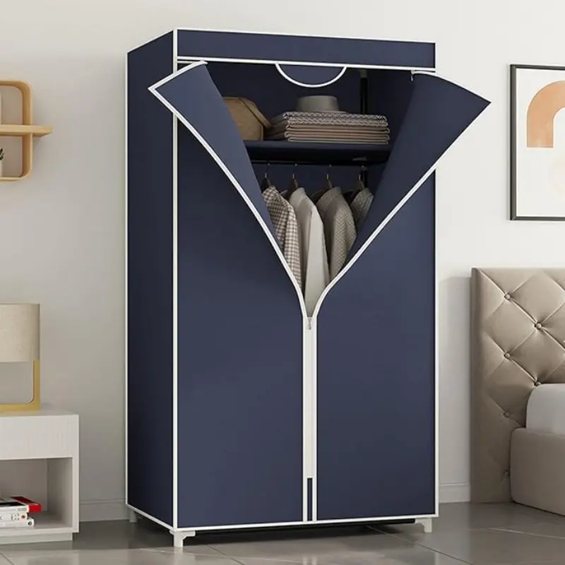 Polyester Portable Closets with Curtain Space Saving Wardrobe Storage Cubical Lightweight Wardrobe Clothes Closet