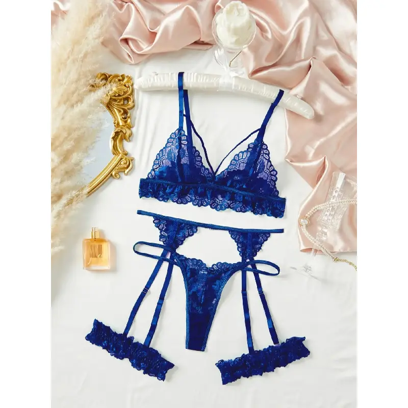 Women's Underwear Set (wireless Thong Garter Belt Leg Ring) Four-Piece, Comfortable Breathable Fabric, Daily Essential, Romantic Night Choice babydoll baddie pajama pants baddie braleete senior pj pantshouse dress lace bra Lingerie Lingerie Nightwear