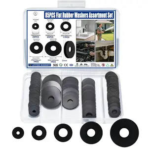 85 count Flat Rubber Washers  Kit,16/18/20/25/30mm Black Washer,Vibration Absorbing Pads Sealing Rubber Washers for Faucets Garden  Screws Hose Plumbing Shower - 5 Sizes
