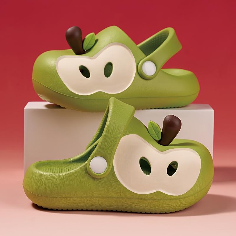 Children's Apple Clogs Summer Closed-Toe Cool Slippers for Boys and Girls, Toddlers, and Kids, Non-Slip Soft Sole Baby Beach Shoes, Cute Slippers for Middle and Older Toddlers