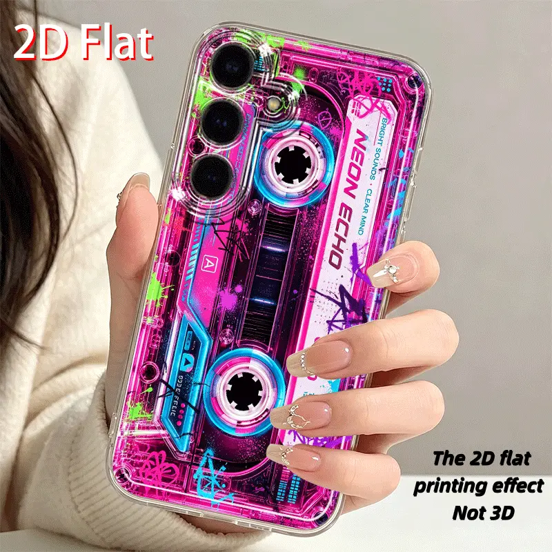 2D Flat Colorful Graffiti Disc Phone Case – Stylish, Full-Coverage, Shockproof Soft Case for Galaxy & iPhone (New Black/White Patterns; Cute & Minimalist)