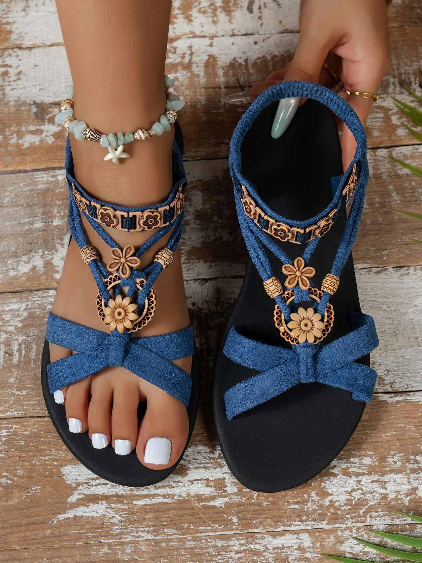 Women's Bohemian Ethnic Flat Sandals, Cross Strap Retro Comfort Outdoor Shoes, Party Evening Wear, Casual Summer Footwear, Fashionable Comfy Sandals, Bohemian Style Sandals