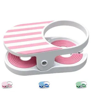 Portable Clip-On Drink Holder with Non-Slip Silicone Pads, Clamp-On Cup Caddy for Patio Chairs, Beach Loungers and Deck Furniture, Striped Design Beverage Storage Clip for Outdoor Pool & Lawn Use