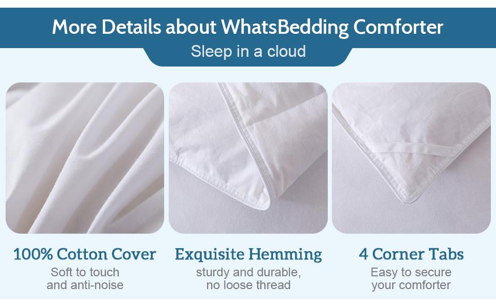 Queen Feather Comforter, Filled with Feather and Down, White Lightweight Duvet Insert - Luxurious Bed Blanket Comforter -100% Cotton Shell - Queen Size 88x88 Inch