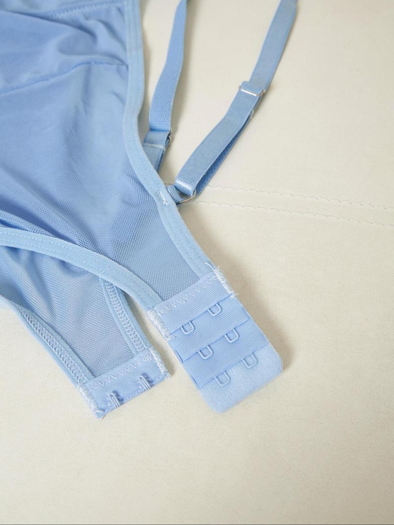 Women's Butterfly Decor Sheer Mesh Cami Nightdress & Thong Sexy Lingerie Set, Sexy Elegant Sleeveless Dress & Thong, Women's Lingerie & Underwear for Home Nights, Glam Lounge Wear, Womenswear