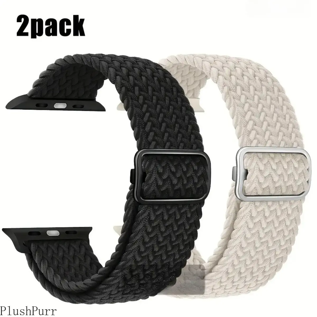 2-Pack Braided Nylon Elastic Solo Loop Watch Bands, Adjustable Stretch Design, Soft Breathable Wearable Accessory, Universal Fit for 38-49mm Smart Watches Series 1-10 SE Ultra Ultra 2, Stylish Sports Wristband for Daily & Outdoor Use tiktokshopbacktoschoo
