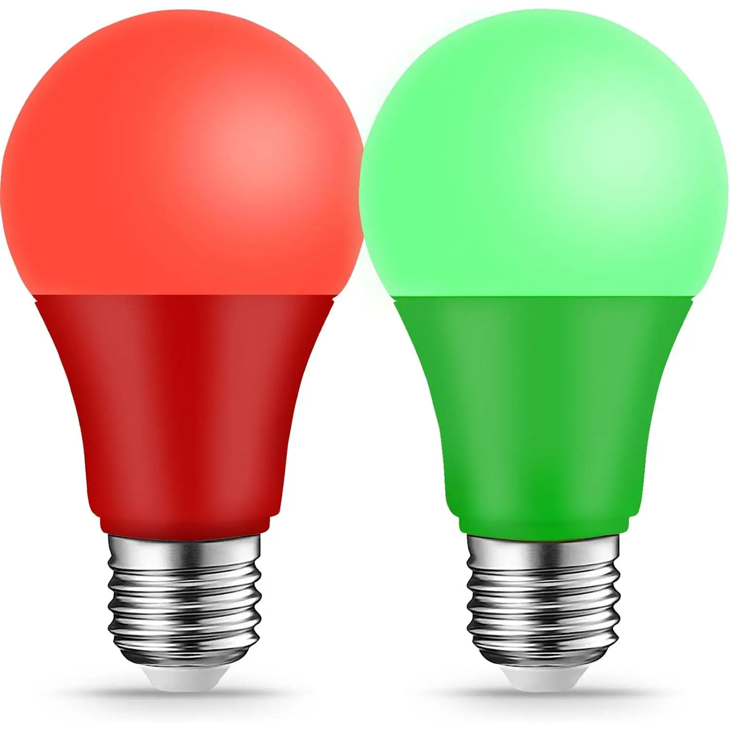 9W Power E26 Base Colored Light Bulbs 2-Piece Set - Halloween Theme Party Decorations Ideas, Festive Home/Bar Decor (1 Red+1 Green, 6W Equivalent)