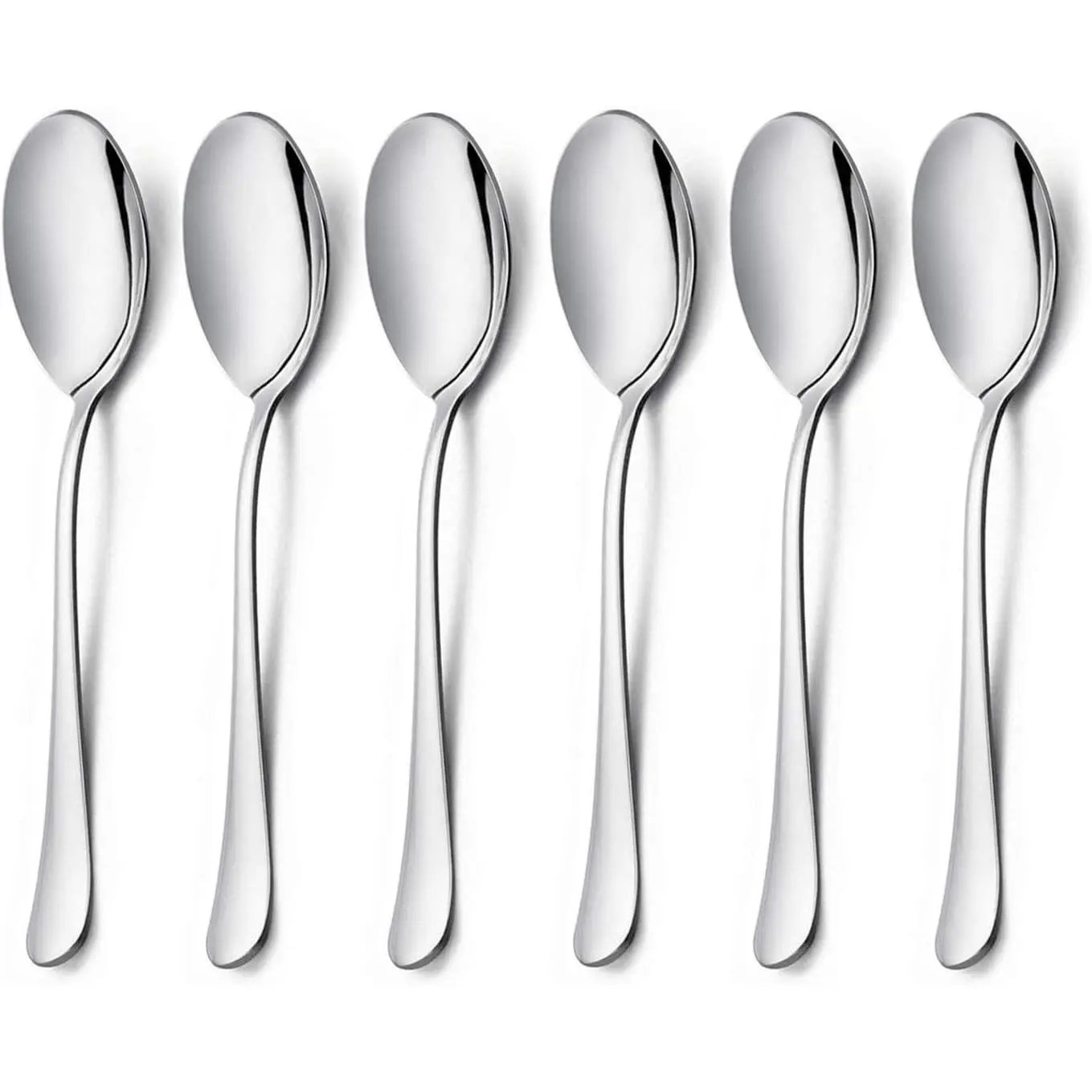 Serving Spoons X 6, 9.8 inches Large Size Stainless Steel Spoon Service for Home, Elegant Design for Kitchen/Buffet/Party, Mirror Polished and Dishwasher Safe(6 Pack)