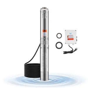 VEVOR Deep Well Submersible Pump, 1 HP Output Power, 115V, 31.7 GPM Flow 207 ft Head, with 32.81 ft Cord External Control Box, Stainless Steel Water Pump, for Industrial Irrigation and Home Use, IP68