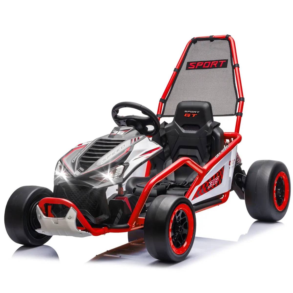 Aobtkel24V 400W Electric kids Ride on Toy,Crazy Go Cart,Drift Car W/Protective Roll Cage,EVA Front Tires,Rear Suspension,5-7.5 MPH,5-Point Safety Harness,Fast-Paced&Drift Mode,Music,Bluetooth for kids 6-12