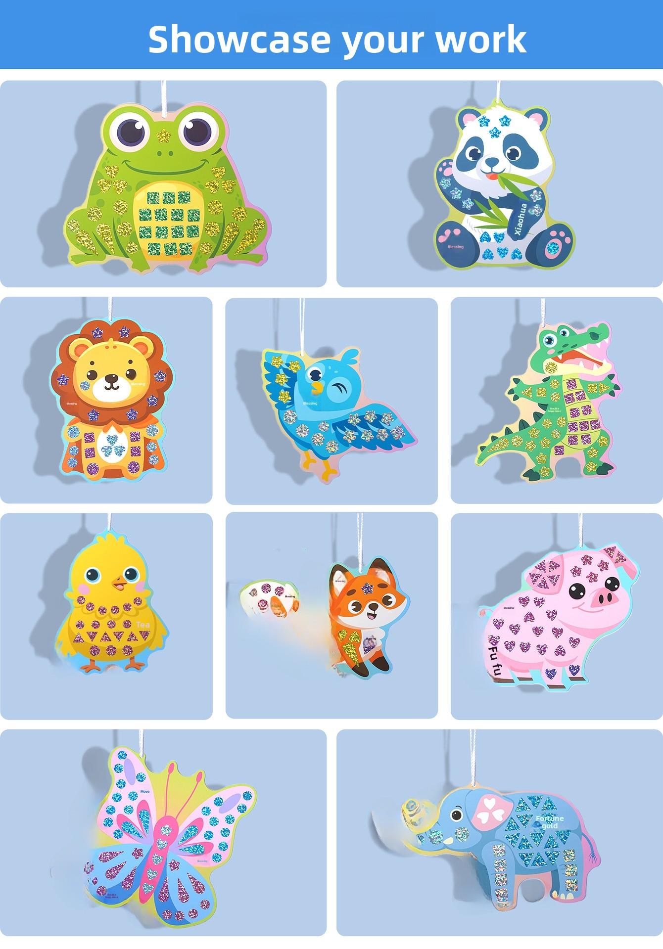 Kids Craft Mosaic Sticker Set for DIY Art and Early Education Gift with Shiny Mirror Finish