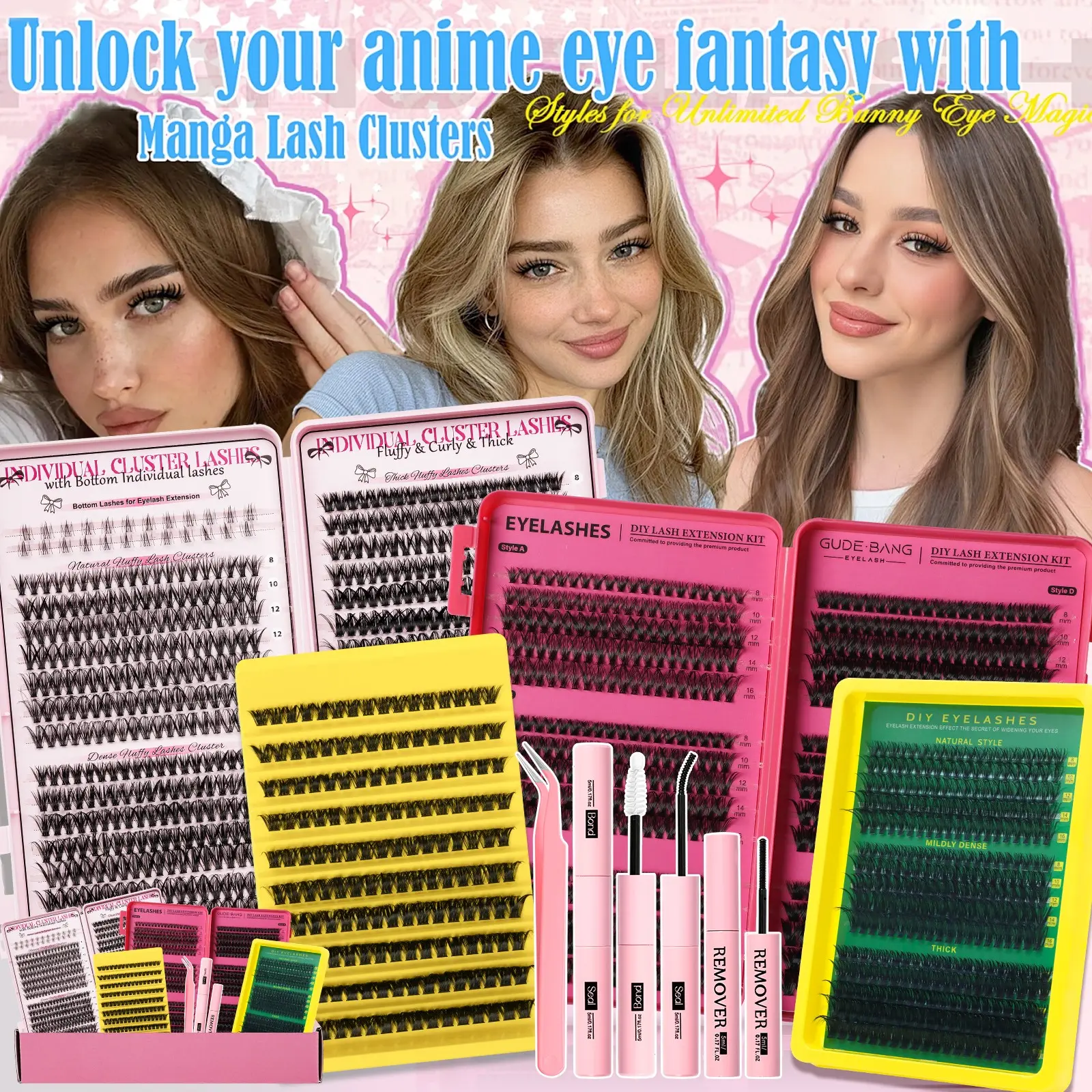 Bestselling False Eyelash Set, Includes Glue Tweezers Remover, Dense Long Lashes, Natural Look, Perfect for DIY Makeup