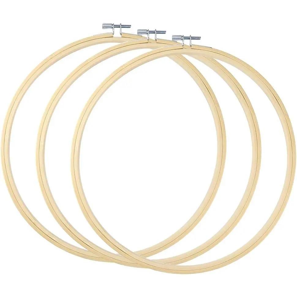 3 Pack 12 Inch Large Embroidery Hoops, Bamboo Cross Stitch Ring Circle for Art Craft & Handy SewingGift