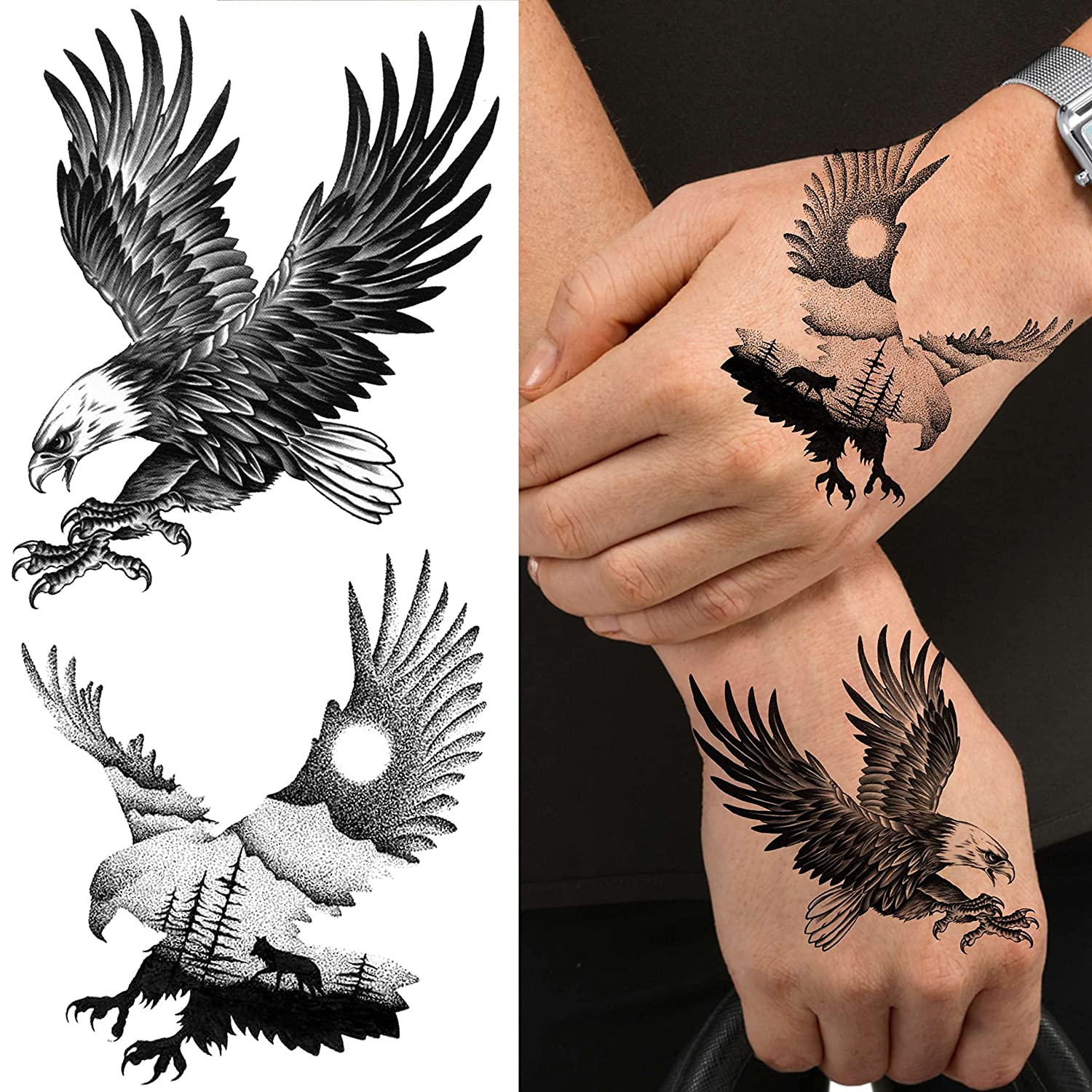 Animal & Figure Pattern Temporary Tattoo Sticker, 10pcs/set Realistic Fake Tattoo Decals, Waterproof Body Art Stickers for Women Men